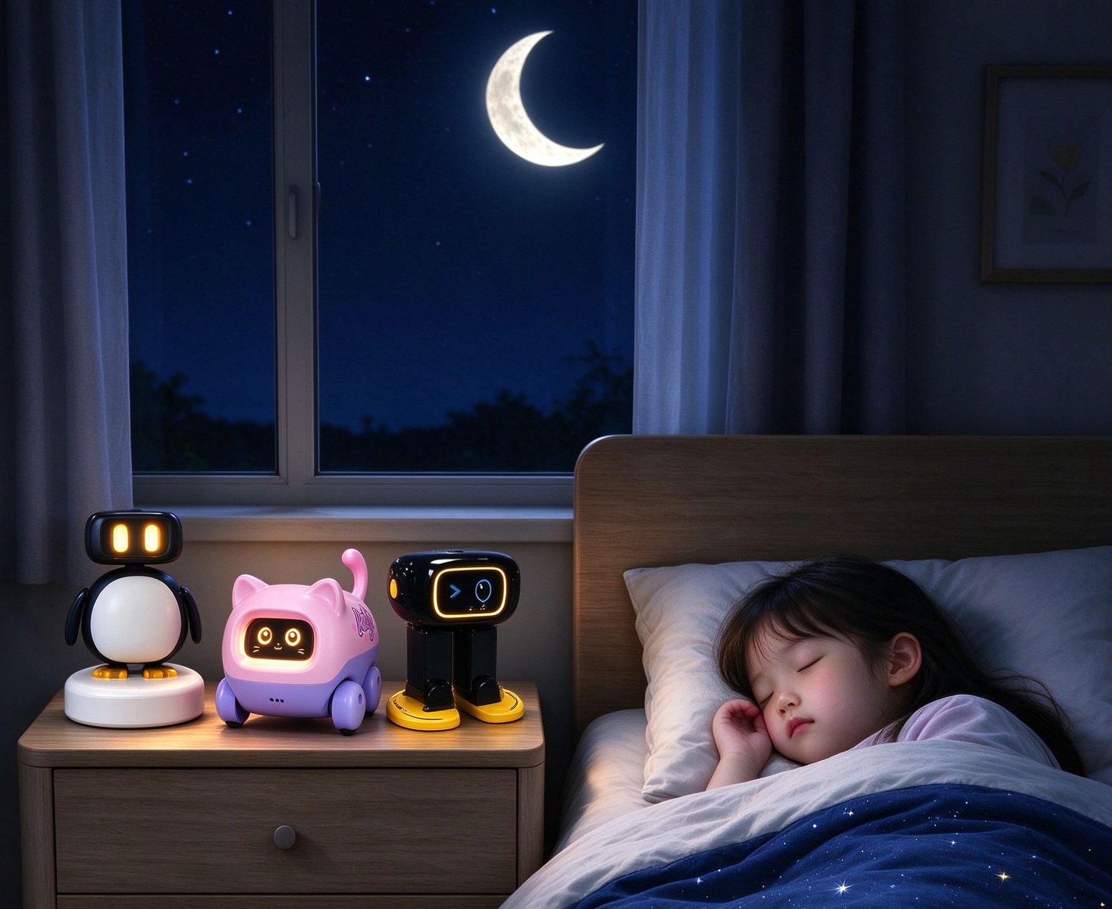 Good-Night Theater: robots watch over the bedside after the child falls asleep