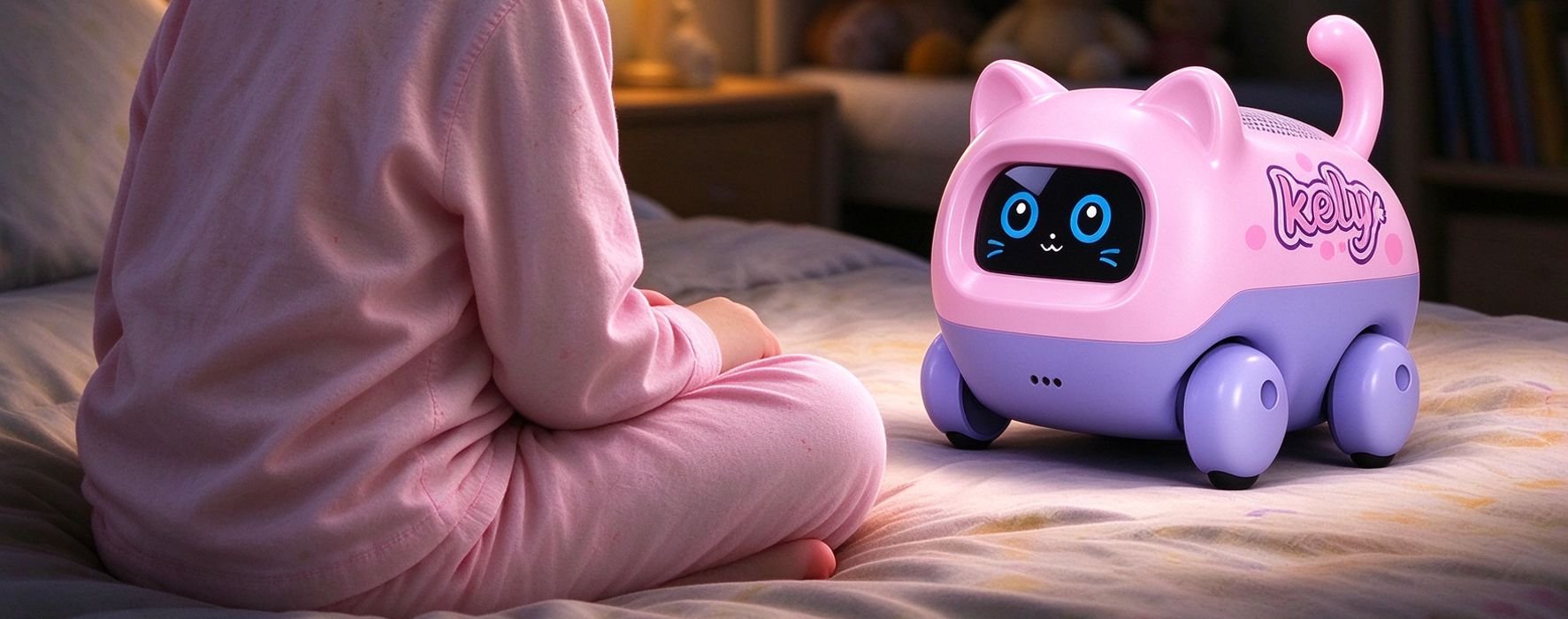 Solo mode: a child interacting with the Kely robot at bedside